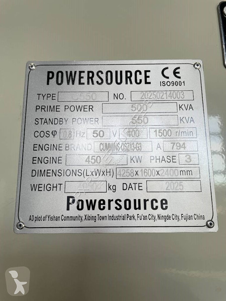 Stavebný stroj Cummins QSZ13-G13 - 550 kVA...