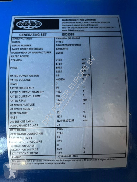 Строительное оборудование FG Wilson P715-3 -...