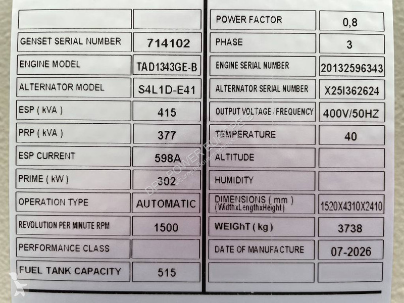 Строительное оборудование Volvo TAD1343GE-B -...