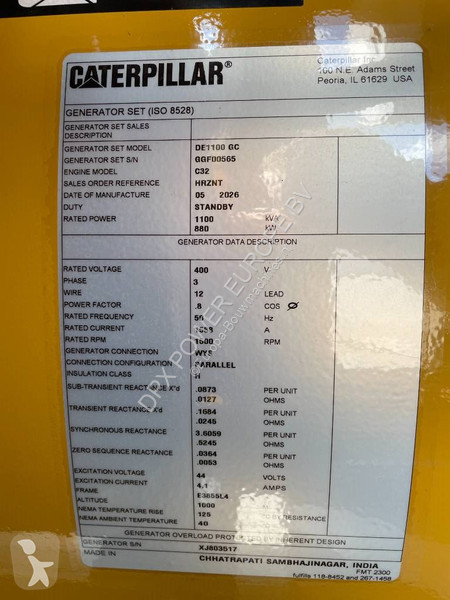 Stavebný stroj Caterpillar DE1100GC - 1.100 kVA...
