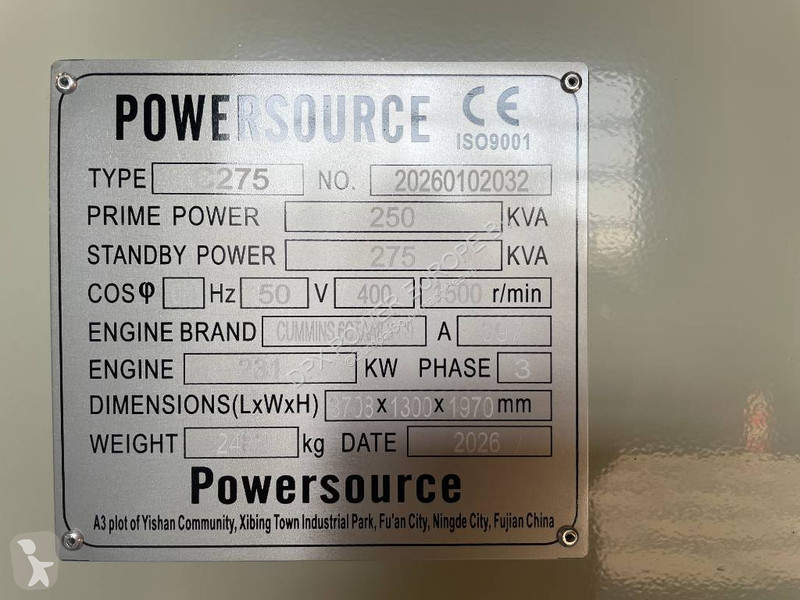 Stavebný stroj Cummins 6CTAA8.3-G9 - 275 kVA...