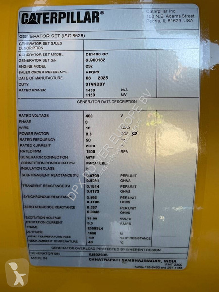 Stavebný stroj Caterpillar DE1400GC - 1400 kVA...
