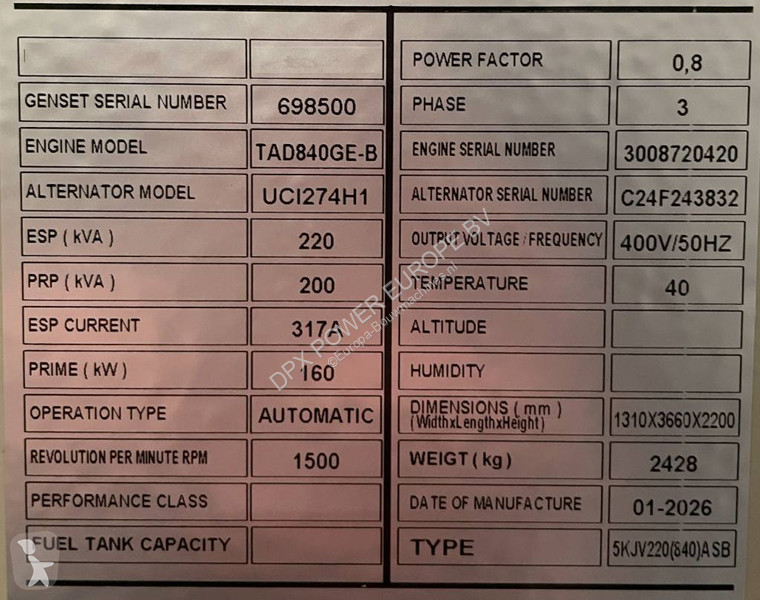 Строительное оборудование Volvo TAD840GE - 220...