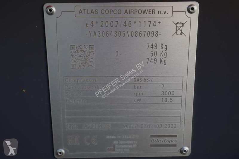 Stavebný stroj Atlas Copco XAS 58-7 Valid...
