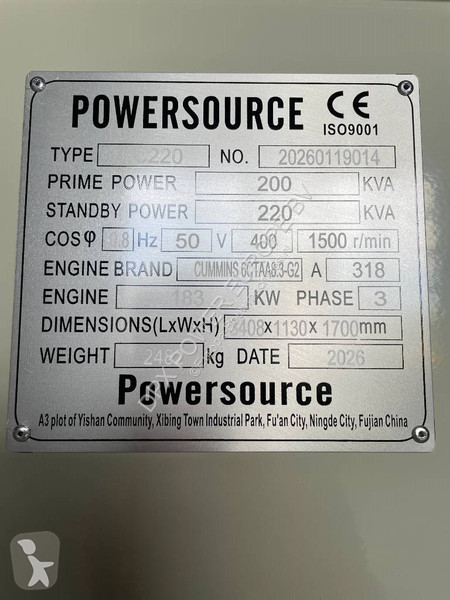 Stavebný stroj Cummins 6CTAA8.3-G2 - 220 kVA...