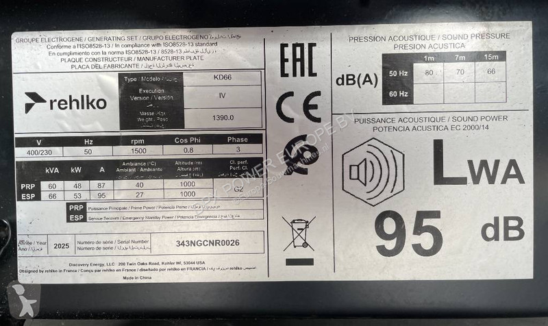 Stavebný stroj  KD66 - 66 kVA Generator -...