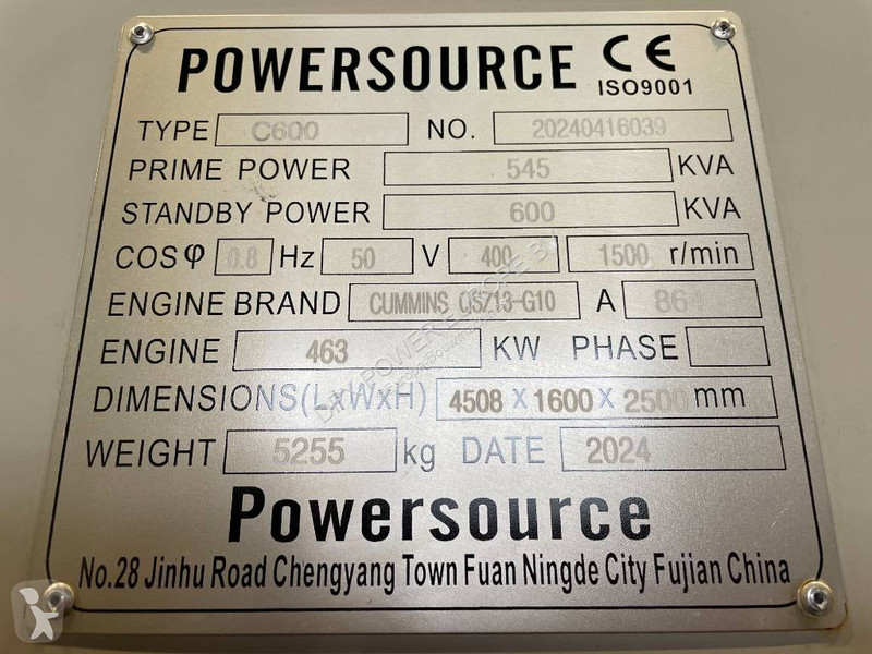 Stavebný stroj Cummins QSZ13-G10 - 600 kVA...