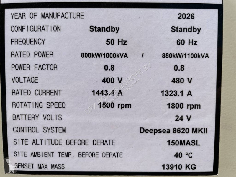 Stavebný stroj Cummins KTA38-G2 - 1100 kVA...