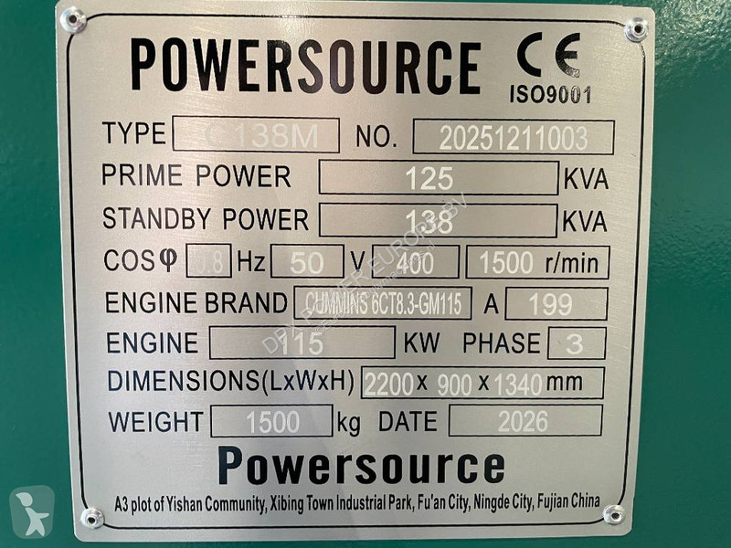 Stavebný stroj Cummins 6CT8.3-GM115 - 138 kVA...