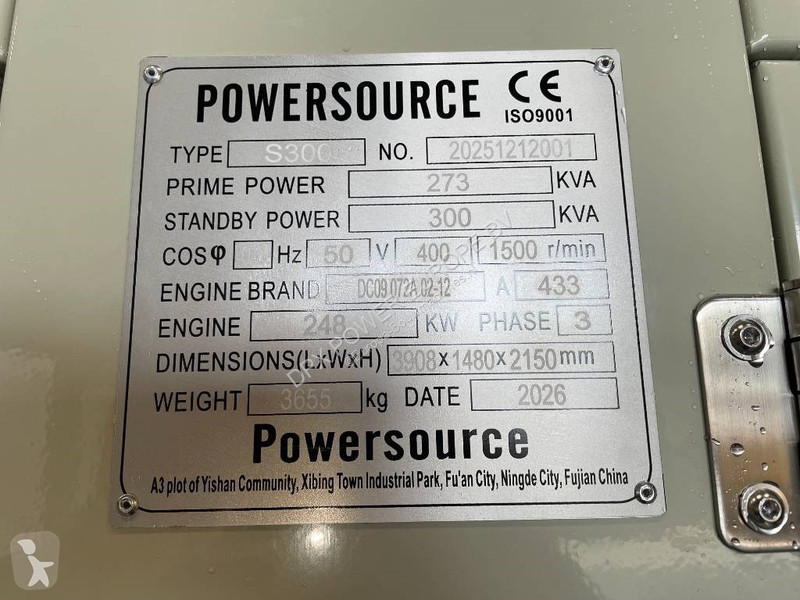 Stavebný stroj Scania DC09 072A - 300 kVA...