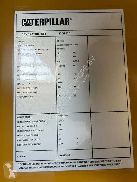 Stavebný stroj Caterpillar DE18E3 - 18 kVA...