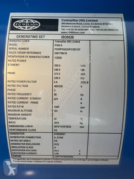 Stavebný stroj FG Wilson P300-5 - 300 kVA...