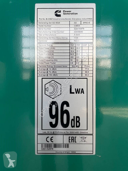 Stavebný stroj Cummins C38D5 - 38 kVA Surplus...