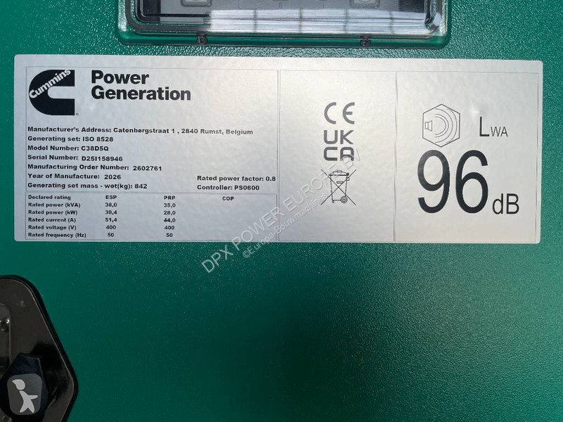 آلة لمواقع البناء Cummins C38D5Q - 38 kVA...