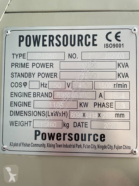 Stavebný stroj Perkins 4008TAG3 - 1.250 kVA...