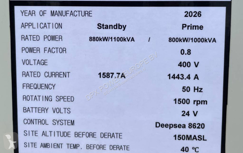Stavebný stroj Cummins KTA38-G5 - 1100 kVA...