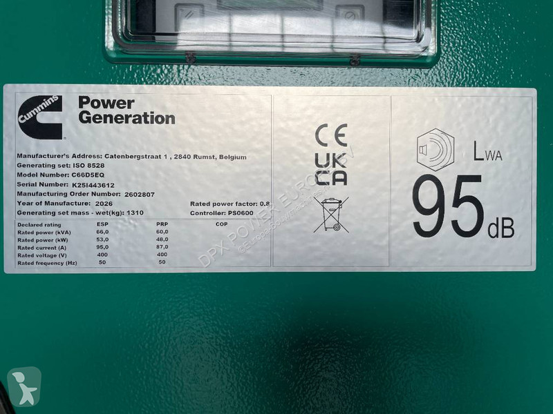 Entreprenørmaskiner Cummins C66D5EQ - 66 kVA...