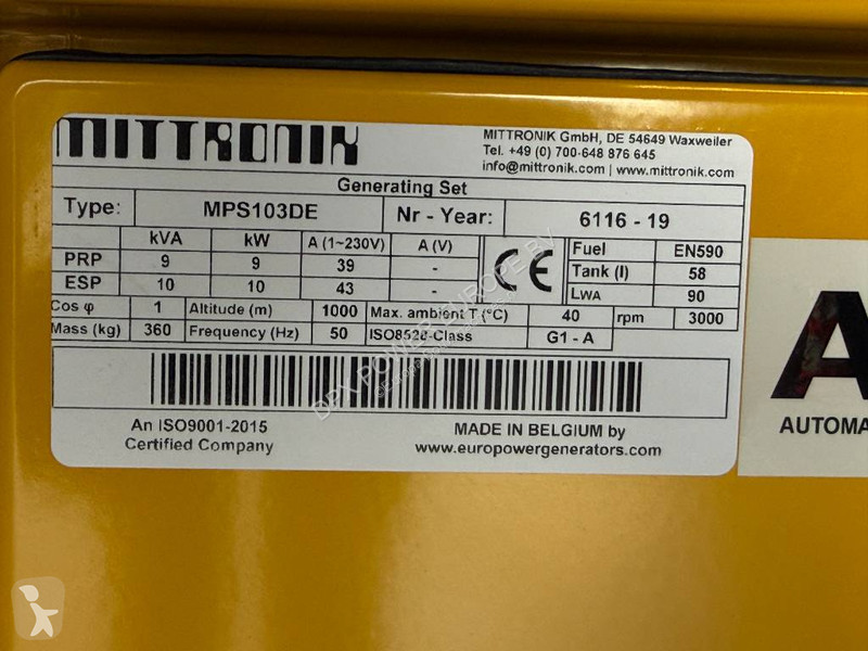 Sprzęt budowlany Kubota D722 - MPS103DE- 10 kVA...