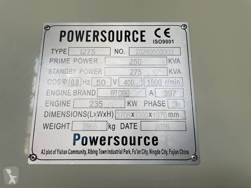 Matériel de chantier Iveco C9TE2 – 275 kVA...