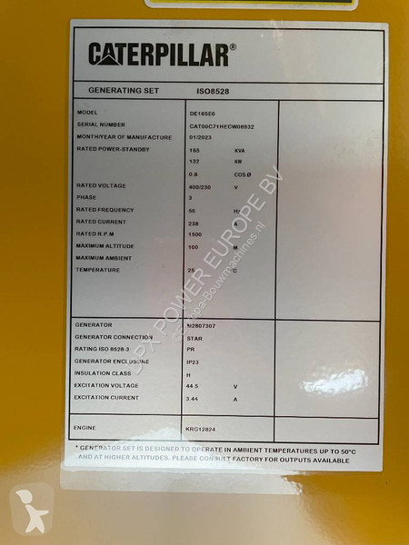 آلة لمواقع البناء Caterpillar DE165E0 - 165 kVA...