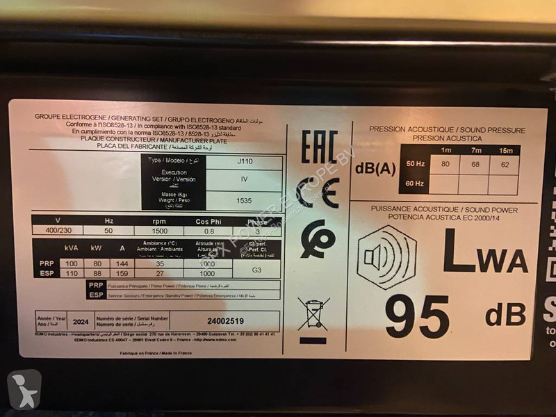 Materiaal voor de bouw SDMO J110 - 110 kVA...
