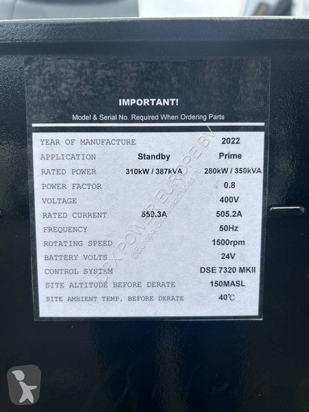 Entreprenørmaskiner Cummins NTA855-G4 - 385 kVA...