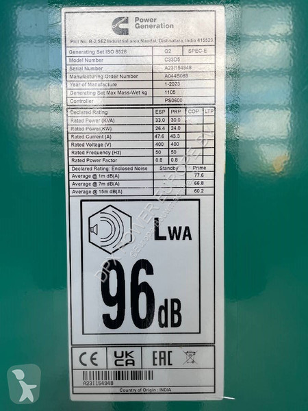 Material de obra Cummins C33D5 - 33 kVA...