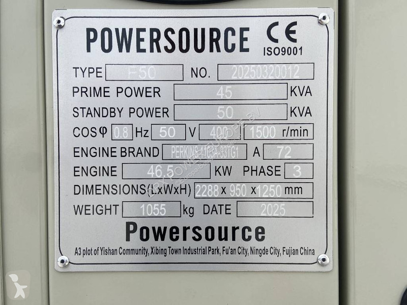 Material de obra Perkins 1103A-33TG1 - 50 kVA...