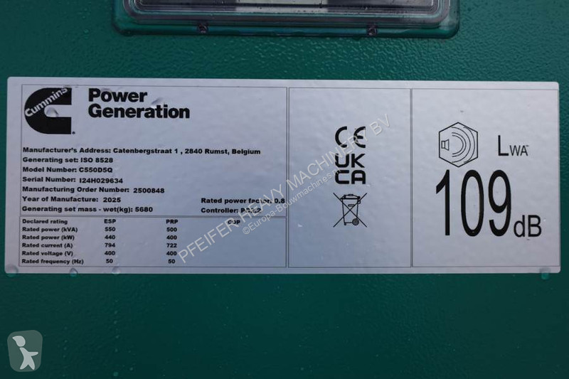 Entreprenørmaskiner Cummins C550D5Q Declaration...