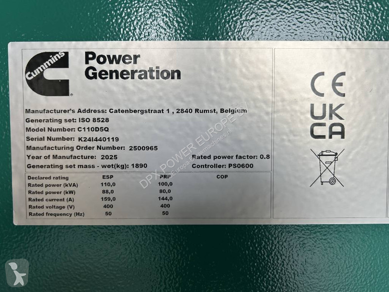 Materiaal voor de bouw Cummins C110D5Q - 110...