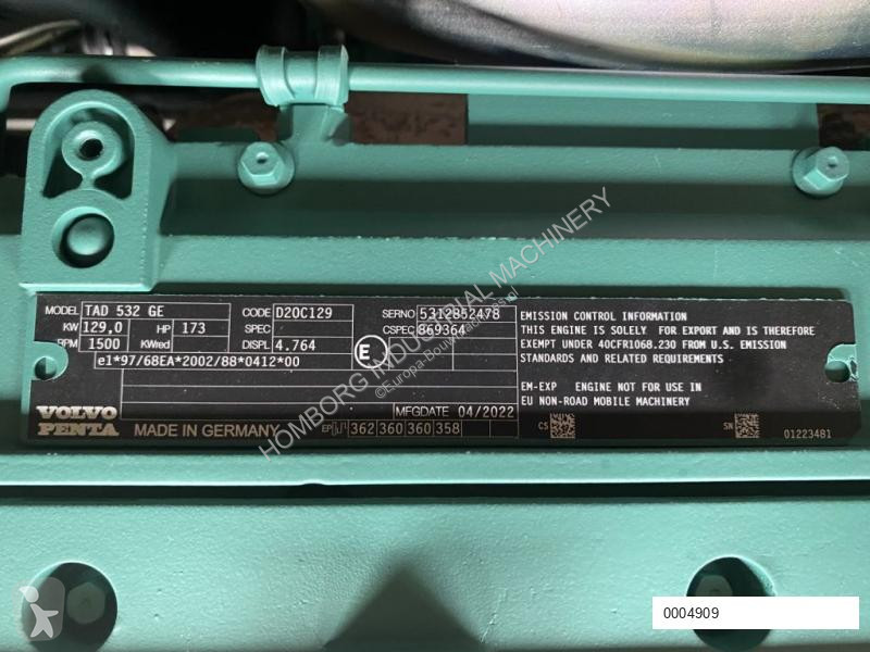 Entreprenørmaskiner Volvo TAD 532 GE 145 kVA...