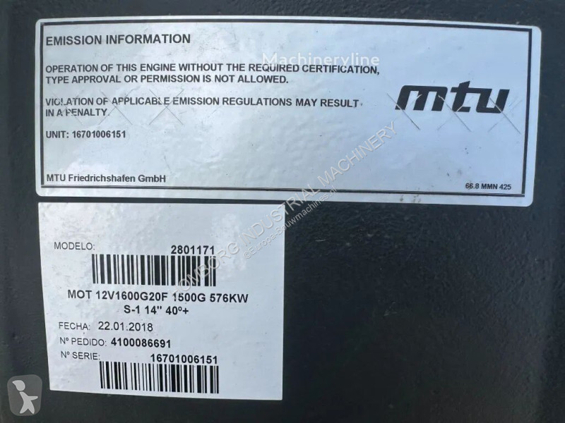 Entreprenørmaskiner MTU 12V1600 G20F Himoinsa...