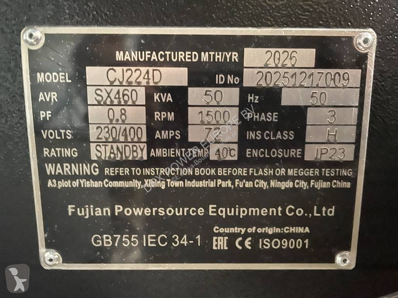 Stavebný stroj  CJ224D - 50 kVA Alternator -...