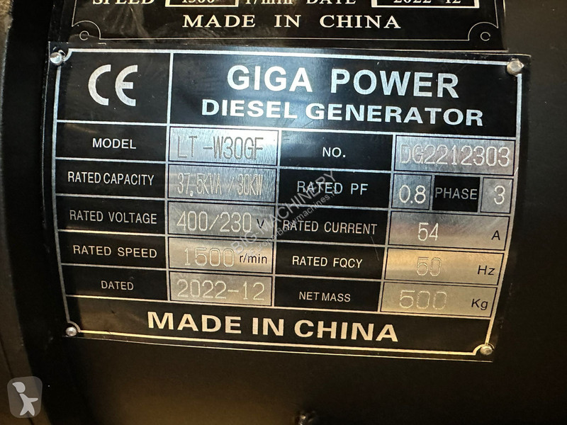 Stavebný stroj  LT-W30GF 37.5 KVA Open generator