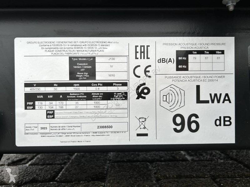 Materiaal voor de bouw SDMO J130 - 130 kVA...
