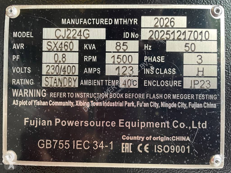 Stavebný stroj  CJ224G - 85 kVA Alternator -...