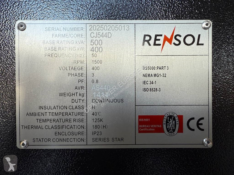 Stavebný stroj  CJ544D - 500 kVA Alternator -...