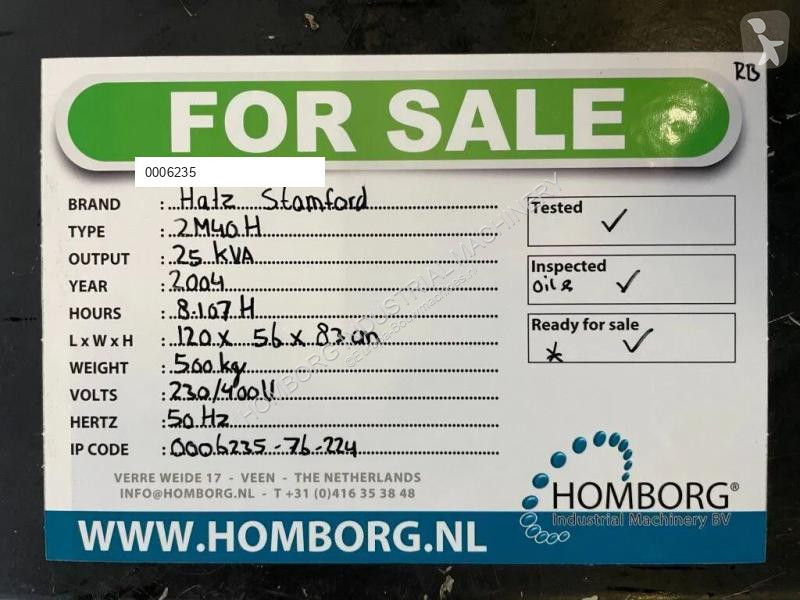 Entreprenørmaskiner Hatz 2M40H Stamford 25 kVA...