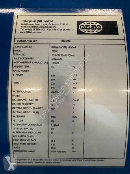 Entreprenørmaskiner FG Wilson P850-1 - 850 kVA...