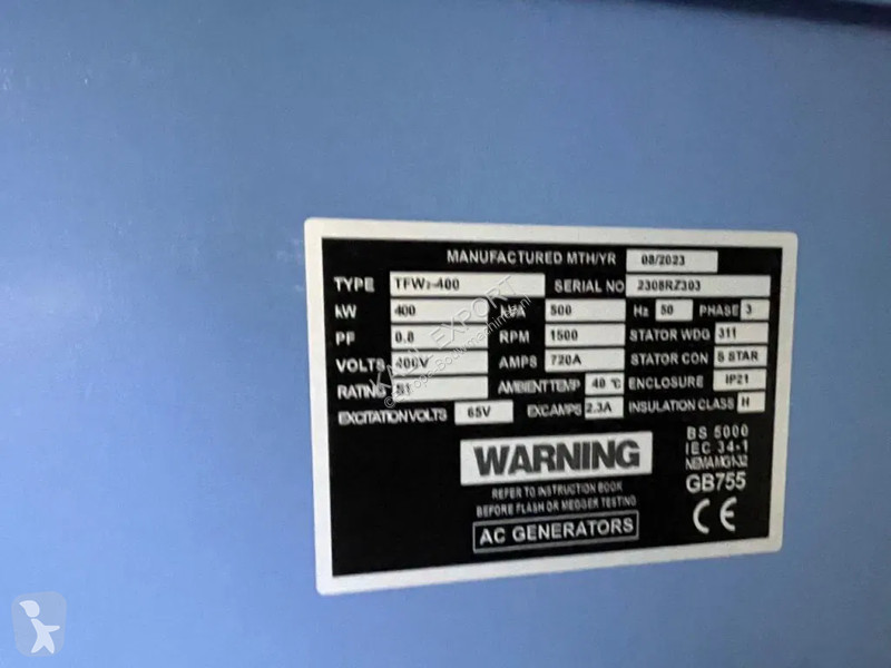 Entreprenørmaskiner Ricardo 500 KVA (400KW)...