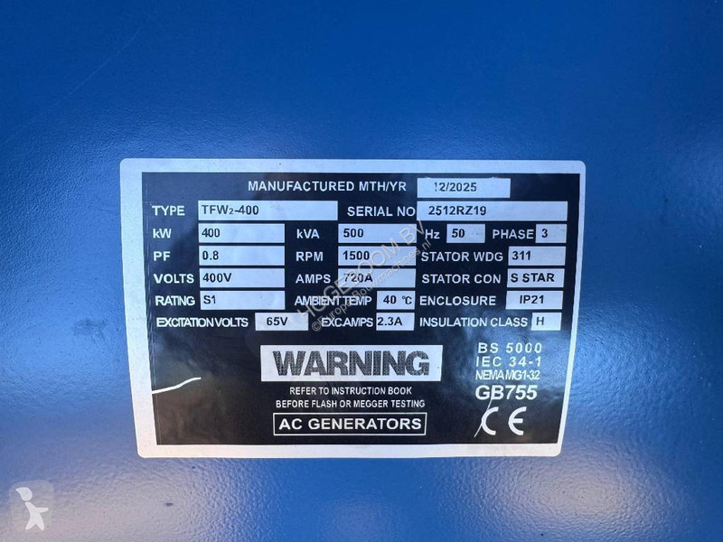 آلة لمواقع البناء Ricardo 500kva (400KW) silent...