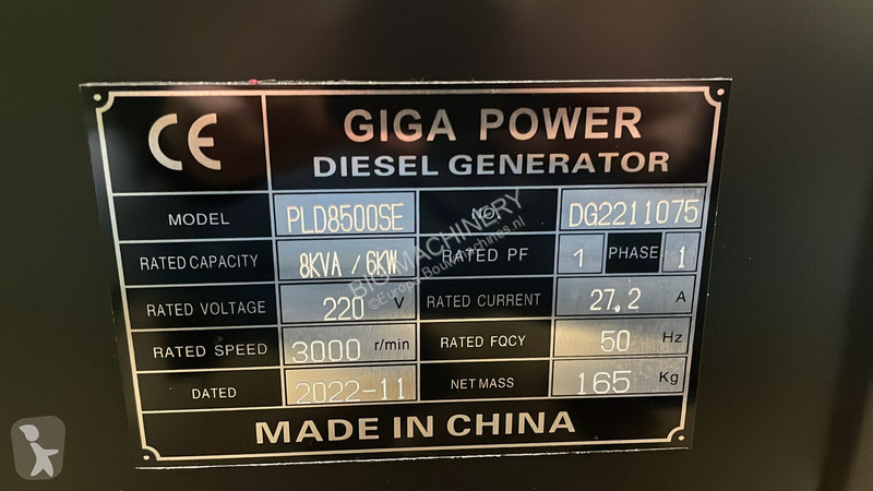 Vägbyggmaterial  8 kVA generator - PLD8500SE