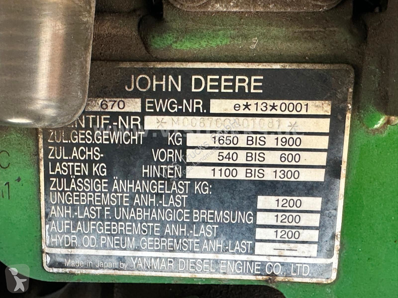 Landbrugstraktor John Deere 670 Hofschlepper,...