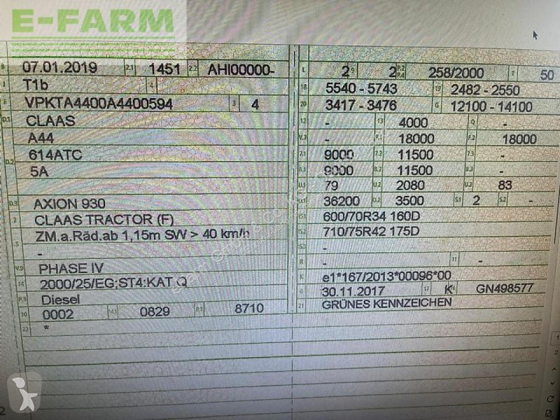Landbrugstraktor Claas  axion 930 cmatic, fkh +...