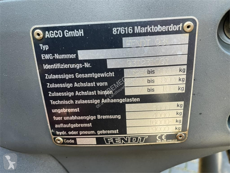 Tracteur agricole Fendt 933 Vario Com3