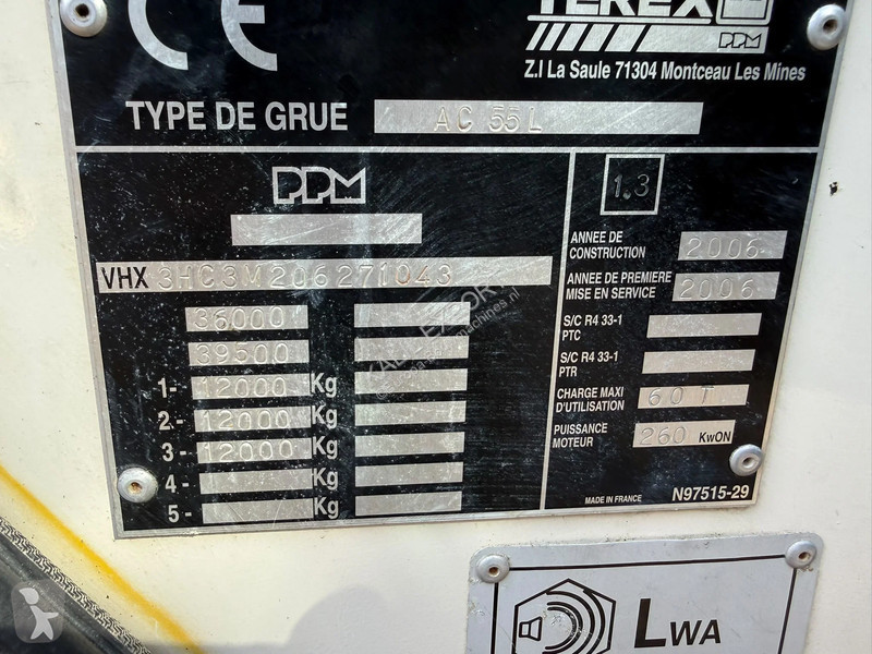 Grua Terex AC55 L Crane 6x6 60.000 KG Jib 52...