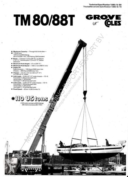 Kran Grove Coles TM80 / 88T Grove / Coles TM 80...