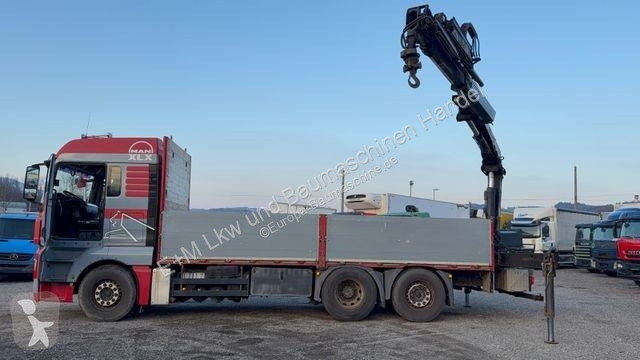 Lastbil MAN 6X2 Baustoff Pritsche Hiab 166 Funk...