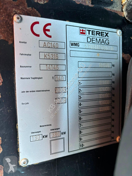 Кран Terex DEMAG AC140 10x8 MAX. LIFTING...