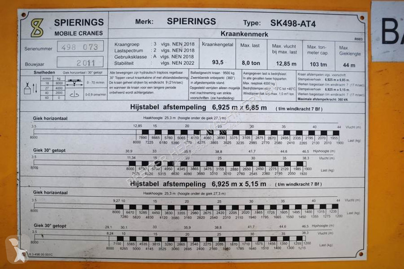 Kran Spierings SK498-AT4 Dutch Registration,...